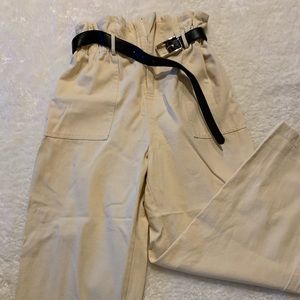 High-waist Cream Casual Pants
